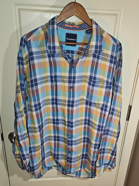 Tommy Bahama Other - Tommy Bahama Plaid Button-Down Shirt in Blue, Yellow, Brown